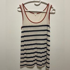 Navy Striped Cream Tank W/Burnt Orange Colored Trim Size XS J.Crew